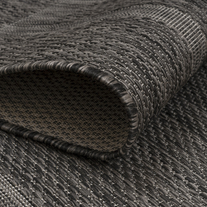Relax Vloerkleed – Zwart – Laagpolig Kaderdesign – Voor Binnen & Buiten