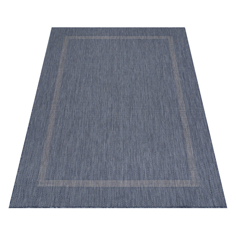 Relax Vloerkleed – Blauw – Laagpolig Kaderdesign – Voor Binnen & Buiten
