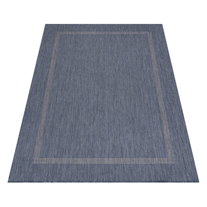 Relax Vloerkleed – Blauw – Laagpolig Kaderdesign – Voor Binnen & Buiten