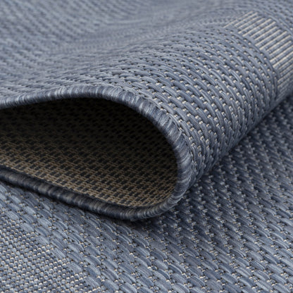 Relax Vloerkleed – Blauw – Laagpolig Kaderdesign – Voor Binnen & Buiten