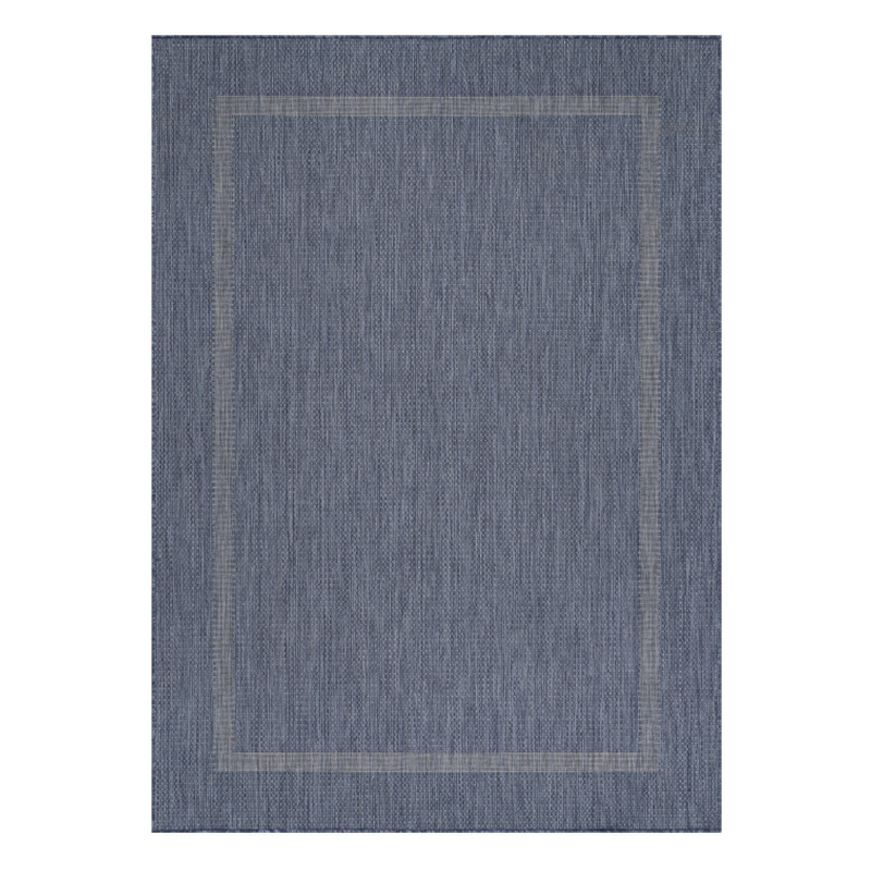 Relax Vloerkleed – Blauw – Laagpolig Kaderdesign – Voor Binnen & Buiten