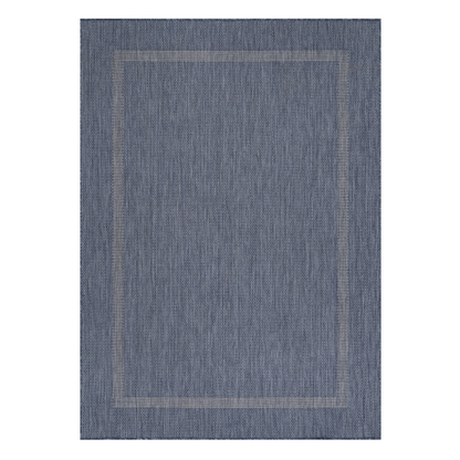 Relax Vloerkleed – Blauw – Laagpolig Kaderdesign – Voor Binnen & Buiten