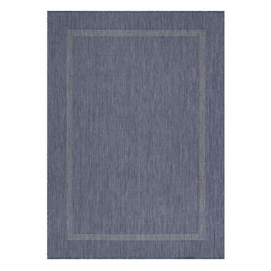 Relax Vloerkleed – Blauw – Laagpolig Kaderdesign – Voor Binnen & Buiten