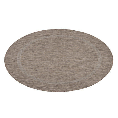 Relax Rond Vloerkleed – Bruin – Laagpolig Kaderdesign – Voor Binnen & Buiten