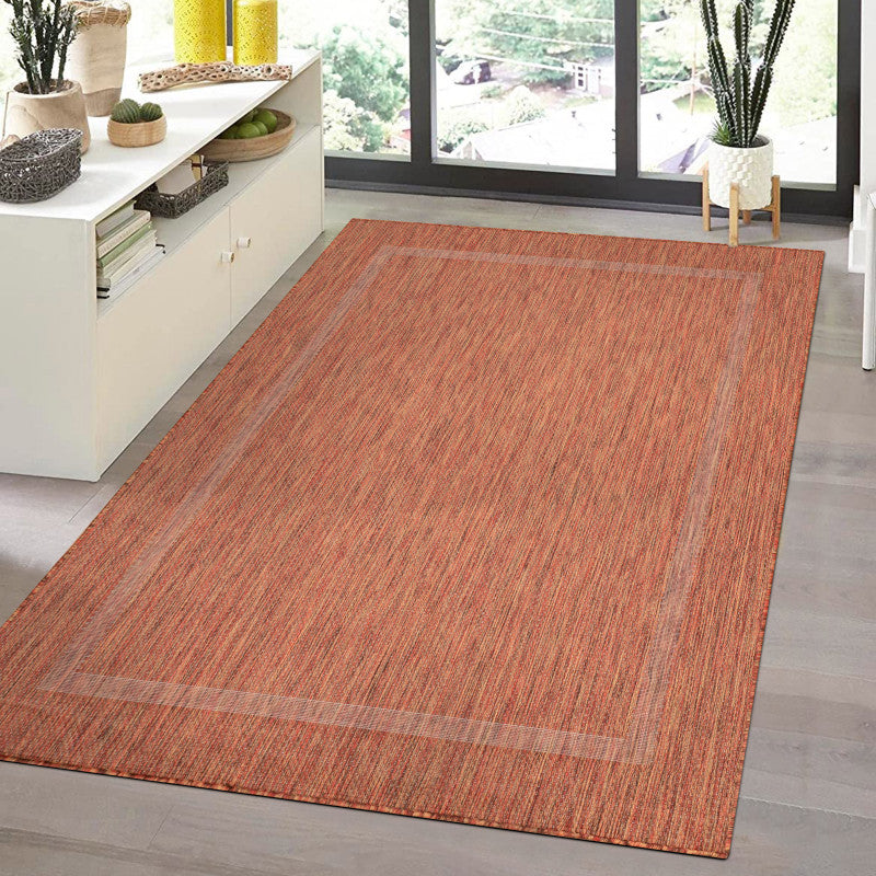 Relax Vloerkleed – Koper – Laagpolig Kaderdesign – Voor Binnen & Buiten