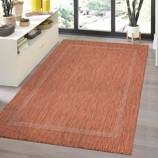 Relax Vloerkleed – Koper – Laagpolig Kaderdesign – Voor Binnen & Buiten