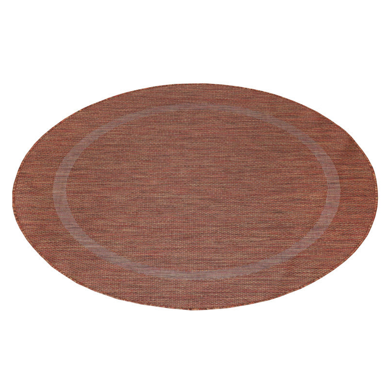 Relax Rond Vloerkleed – Koper – Laagpolig Kaderdesign – Voor Binnen & Buiten