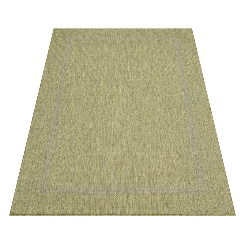 Relax Vloerkleed – Groen – Laagpolig Kaderdesign – Voor Binnen & Buiten