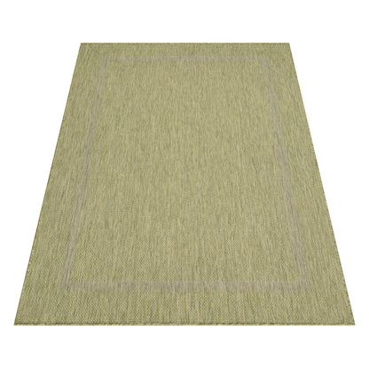 Relax Vloerkleed – Groen – Laagpolig Kaderdesign – Voor Binnen & Buiten