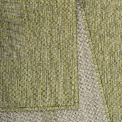 Relax Vloerkleed – Groen – Laagpolig Kaderdesign – Voor Binnen & Buiten