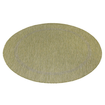 Relax Rond Vloerkleed – Groen – Laagpolig Kaderdesign – Voor Binnen & Buiten
