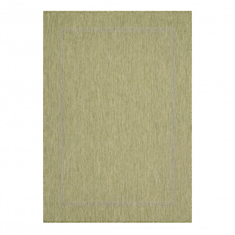 Relax Vloerkleed – Groen – Laagpolig Kaderdesign – Voor Binnen & Buiten