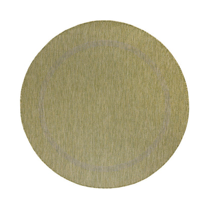 Relax Rond Vloerkleed – Groen – Laagpolig Kaderdesign – Voor Binnen & Buiten