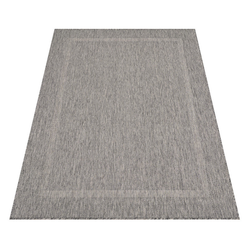 Relax Vloerkleed – Grijs – Laagpolig Kaderdesign – Voor Binnen & Buiten