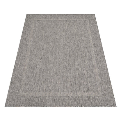 Relax Vloerkleed – Grijs – Laagpolig Kaderdesign – Voor Binnen & Buiten