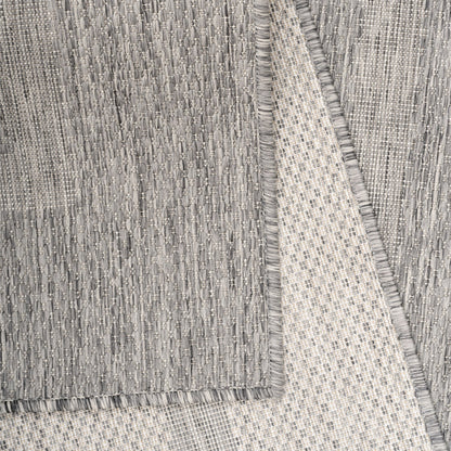 Relax Vloerkleed – Grijs – Laagpolig Kaderdesign – Voor Binnen & Buiten