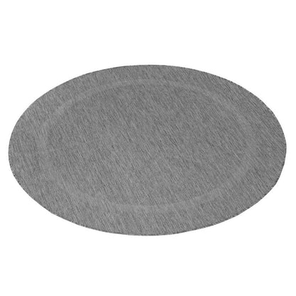 Relax Rond Vloerkleed – Grijs – Laagpolig Kaderdesign – Voor Binnen & Buiten