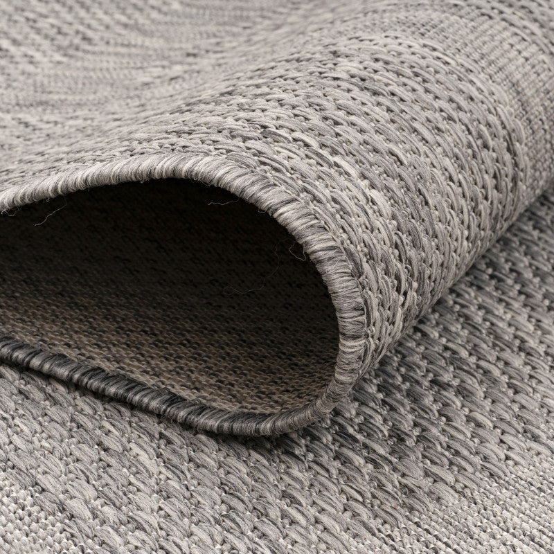 Relax Vloerkleed – Grijs – Laagpolig Kaderdesign – Voor Binnen & Buiten