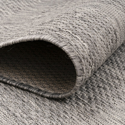 Relax Vloerkleed – Grijs – Laagpolig Kaderdesign – Voor Binnen & Buiten