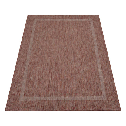 Relax Vloerkleed – Rood – Laagpolig Kaderdesign – Voor Binnen & Buiten