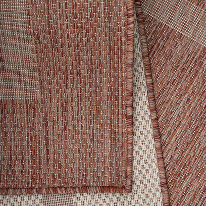 Relax Vloerkleed – Rood – Laagpolig Kaderdesign – Voor Binnen & Buiten