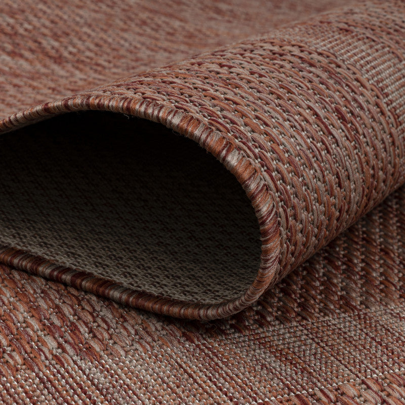 Relax Vloerkleed – Rood – Laagpolig Kaderdesign – Voor Binnen & Buiten