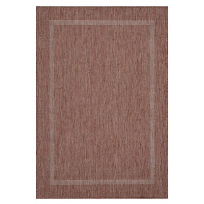 Relax Vloerkleed – Rood – Laagpolig Kaderdesign – Voor Binnen & Buiten