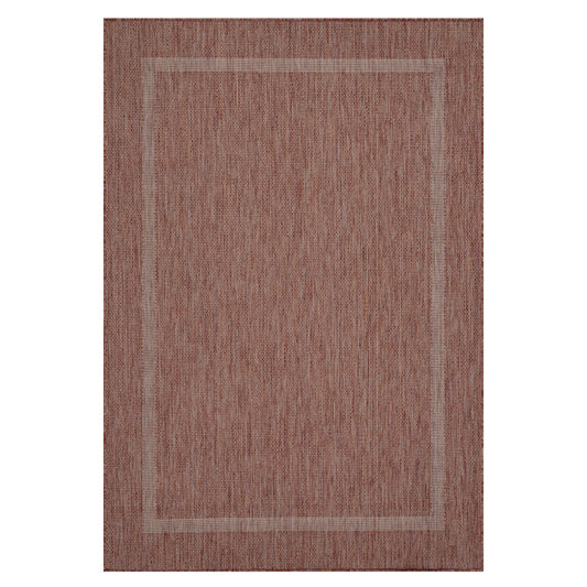 Relax Vloerkleed – Rood – Laagpolig Kaderdesign – Voor Binnen & Buiten