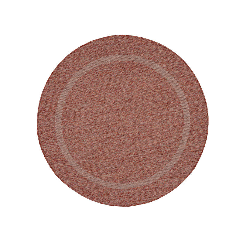 Relax Rond Vloerkleed – Rood – Laagpolig Kaderdesign – Voor Binnen & Buiten