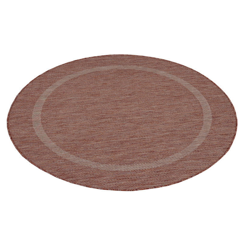 Relax Rond Vloerkleed – Rood – Laagpolig Kaderdesign – Voor Binnen & Buiten