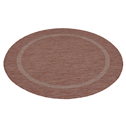 Relax Rond Vloerkleed – Rood – Laagpolig Kaderdesign – Voor Binnen & Buiten