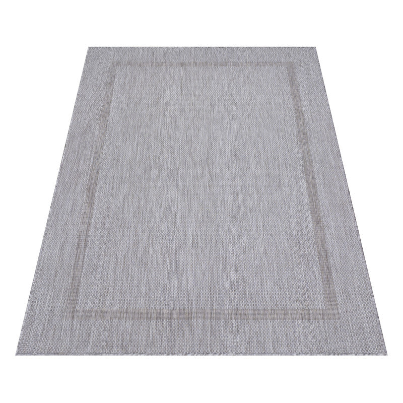 Relax Vloerkleed – Zilver – Laagpolig Kaderdesign – Voor Binnen & Buiten