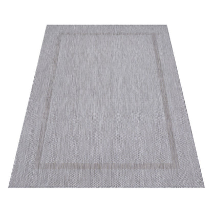 Relax Vloerkleed – Zilver – Laagpolig Kaderdesign – Voor Binnen & Buiten