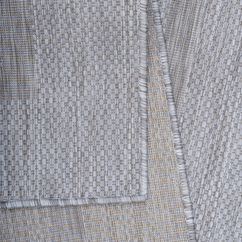Relax Vloerkleed – Zilver – Laagpolig Kaderdesign – Voor Binnen & Buiten