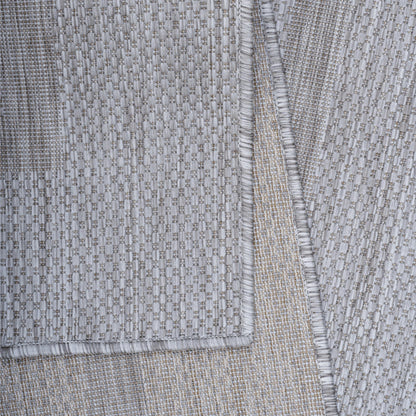 Relax Vloerkleed – Zilver – Laagpolig Kaderdesign – Voor Binnen & Buiten