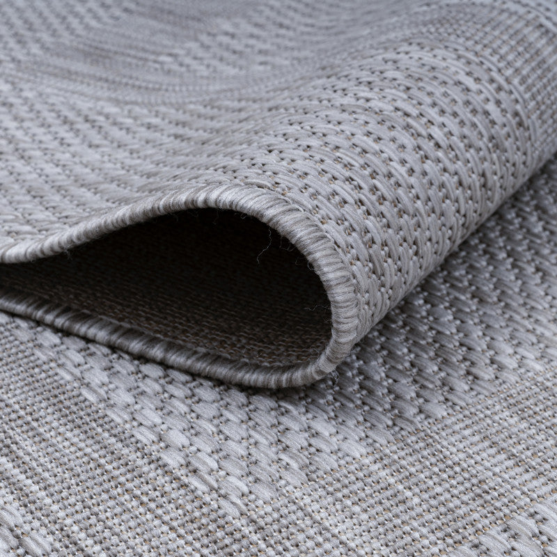 Relax Vloerkleed – Zilver – Laagpolig Kaderdesign – Voor Binnen & Buiten