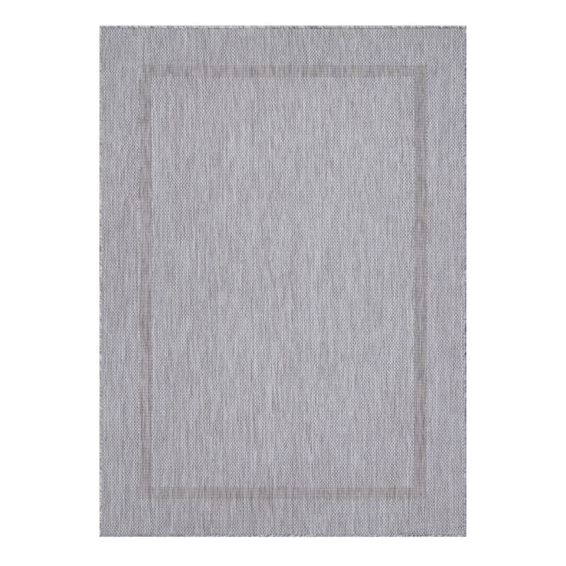 Relax Vloerkleed – Zilver – Laagpolig Kaderdesign – Voor Binnen & Buiten