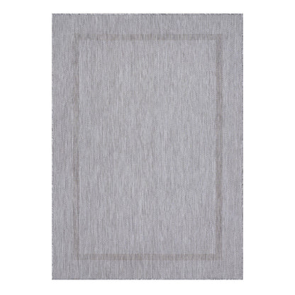 Relax Vloerkleed – Zilver – Laagpolig Kaderdesign – Voor Binnen & Buiten