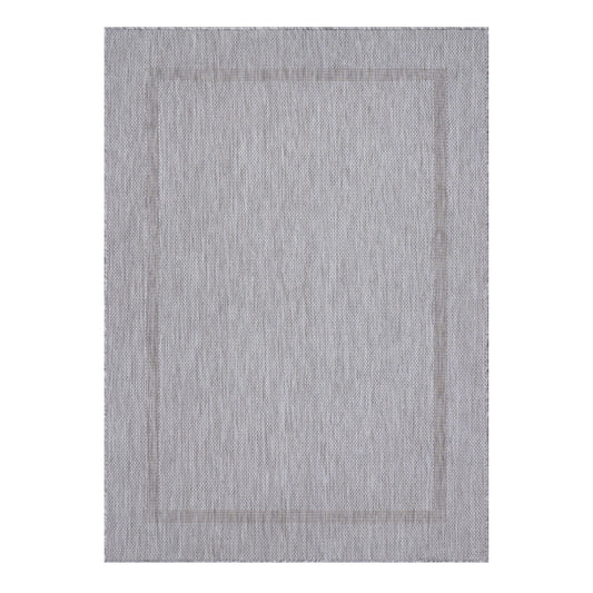 Relax Vloerkleed – Zilver – Laagpolig Kaderdesign – Voor Binnen & Buiten