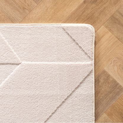 Pompei Quadro Ivory – Geometrisch Blokdesign – Laagpolig Vloerkleed