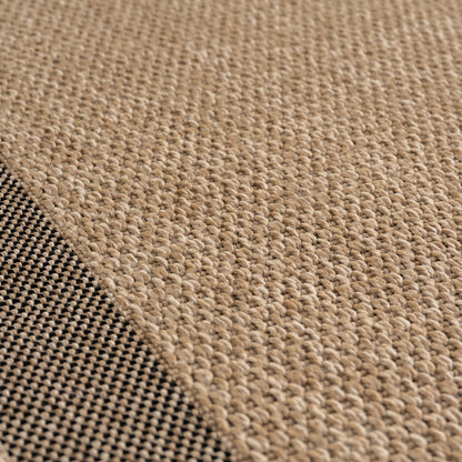 Timber – Kaderdesign Rond Beige met Jute-Look – Binnen & Buiten Vloerkleed – Laagpolig