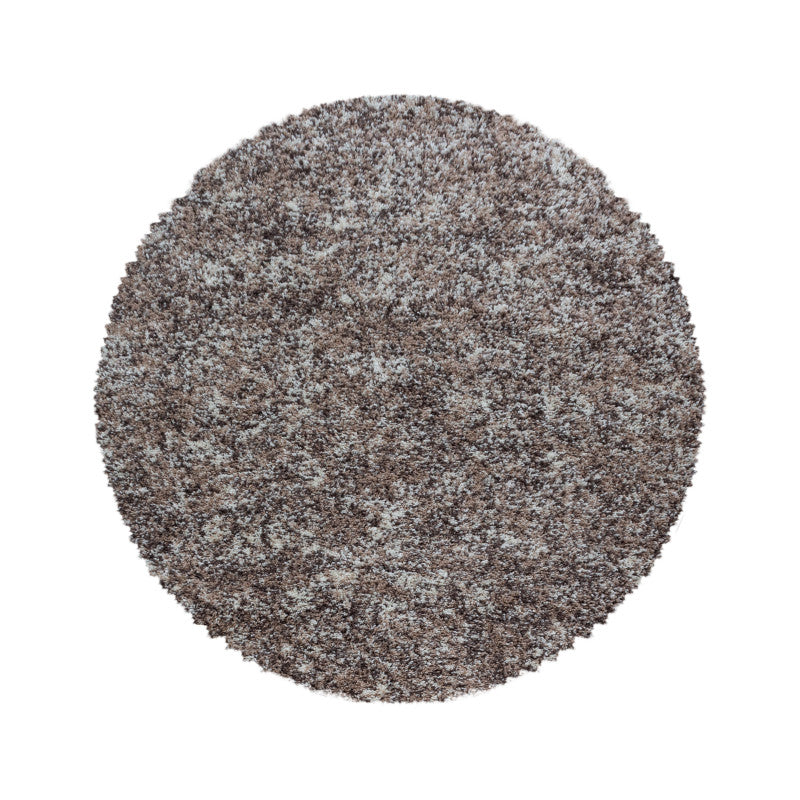 Enjoy RondShaggy – Hoogpolig Vloerkleed – 3D-effect – Gemêleerd Beige/Mocca/Crème