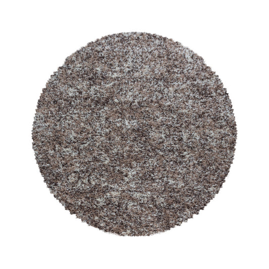 Enjoy RondShaggy – Hoogpolig Vloerkleed – 3D-effect – Gemêleerd Beige/Mocca/Crème