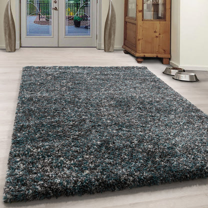 Enjoy Shaggy – Hoogpolig Vloerkleed – 3D-effect – Gemêleerd Blauw/Grijs/Crème