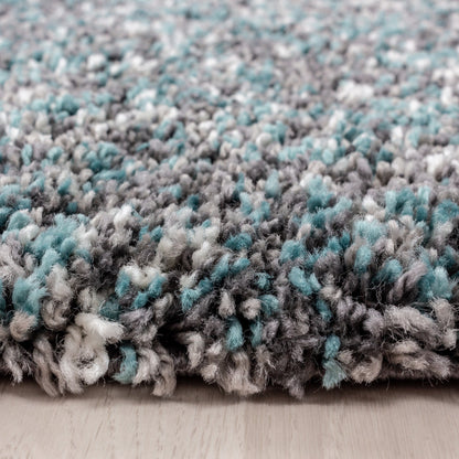 Enjoy Shaggy – Hoogpolig Vloerkleed – 3D-effect – Gemêleerd Blauw/Grijs/Crème