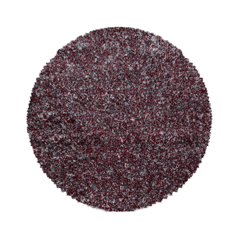 Enjoy Rond Shaggy – Hoogpolig Vloerkleed – 3D-effect – Gemêleerd Rood/Grijs/Wit