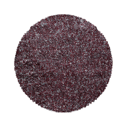 Enjoy Rond Shaggy – Hoogpolig Vloerkleed – 3D-effect – Gemêleerd Rood/Grijs/Wit
