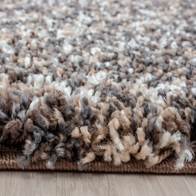 Enjoy Rond Shaggy – Hoogpolig Vloerkleed – 3D-effect – Gemêleerd Taupe/Grijs/Beige