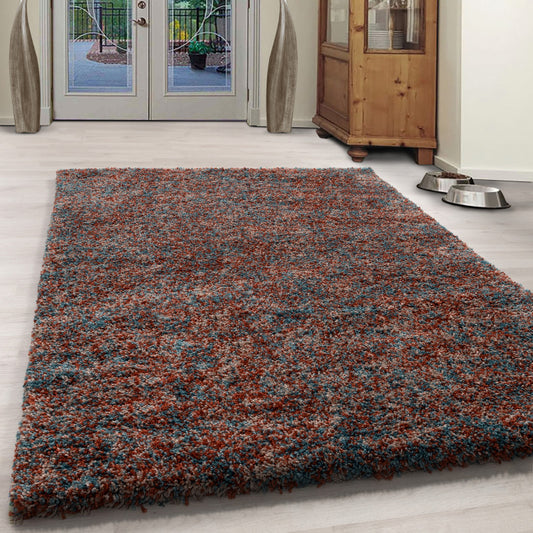 Enjoy Shaggy – Hoogpolig Vloerkleed – 3D-effect – Gemêleerd Terra/Blauw/Beige
