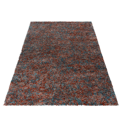 Enjoy Shaggy – Hoogpolig Vloerkleed – 3D-effect – Gemêleerd Terra/Blauw/Beige